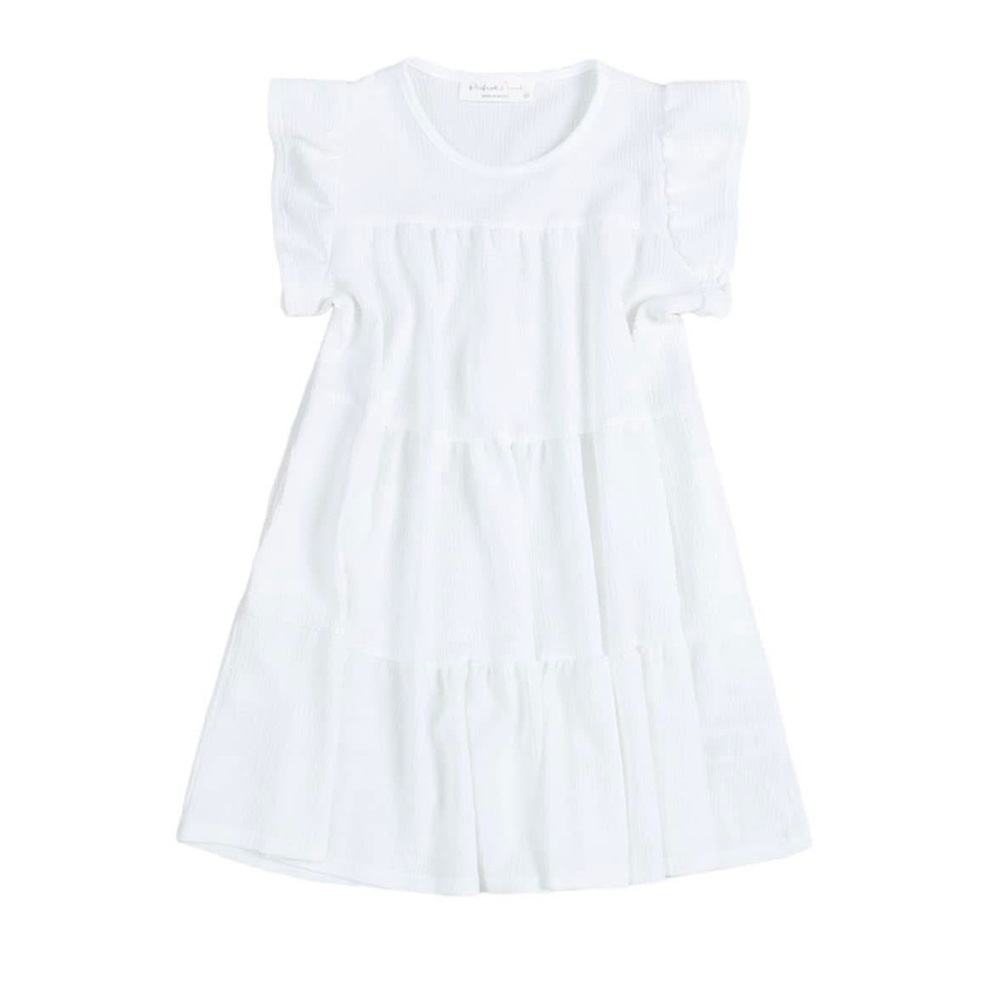 Kids White Ruffle Dress